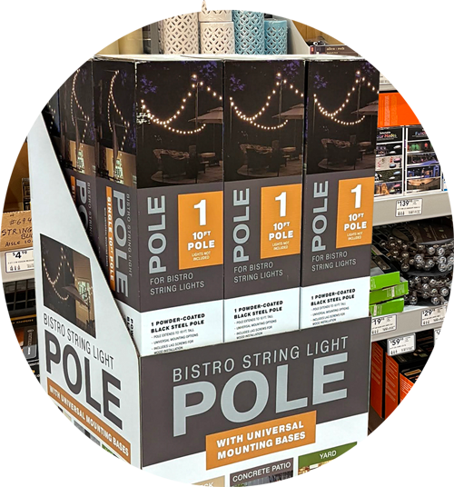 Bistro light pole POP display