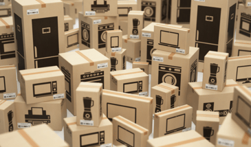 stacked boxes with unique electronic packaging designs