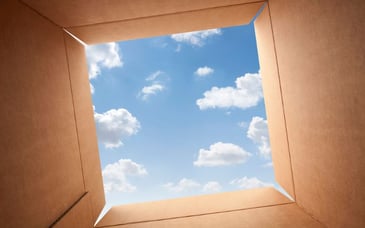 View of the sky from a cardboard box
